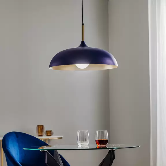 Lampenwelt Pendelleuchte Lincoln, blau/gold Super Rabatt