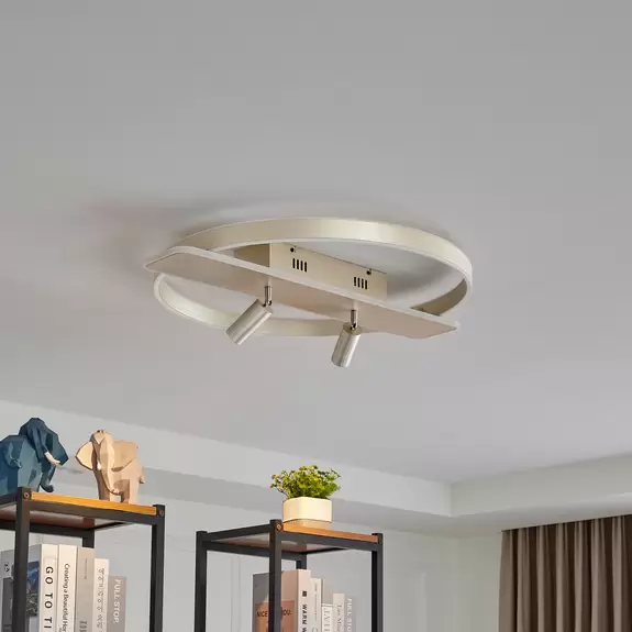 Lampenwelt Lucande Stigla LED-Deckenleuchte, rund, nickel Speichern exportieren
