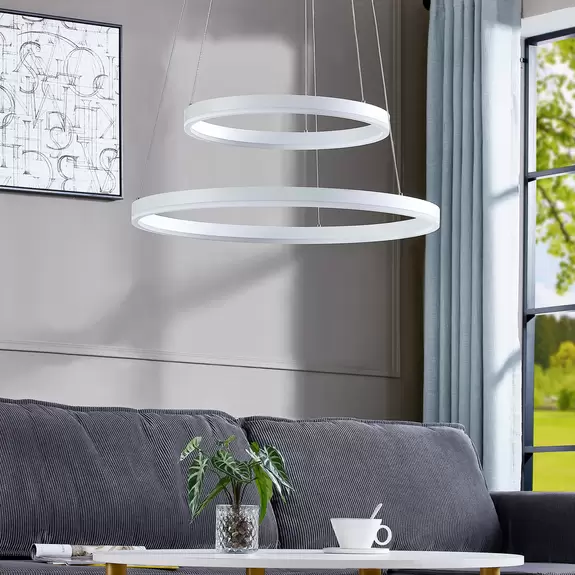 Lampenwelt Arcchio Albiona LED-Hängeleuchte, weiß, 2 Ringe Im Verkauf