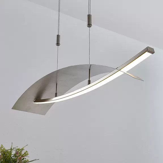 Lampenwelt LED-Hängeleuchte Marija, Blende waagerecht, silber Begrenztes Angebot