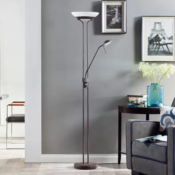 Lampenwelt Yveta - rostfarbener LED-Deckenfluter mit Dimmer Online Shopping