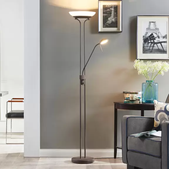 Lampenwelt Yveta - rostfarbener LED-Deckenfluter mit Dimmer Online Shopping