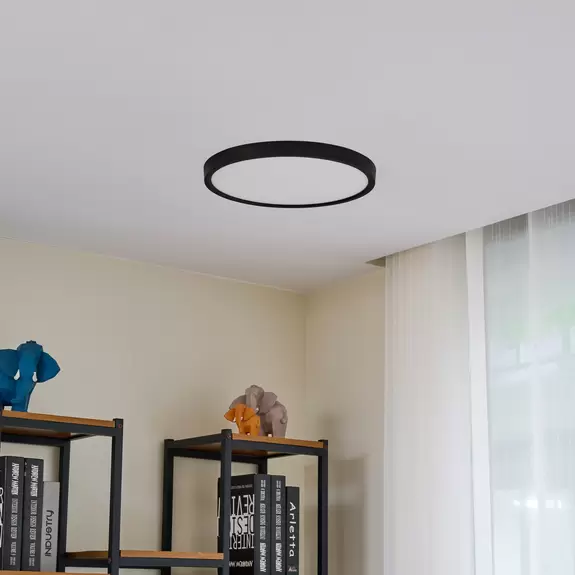 Lampenwelt Lindby LED-Deckenleuchte Pravin, Ø 40 cm, CCT, schwarz Vatertagsangebot
