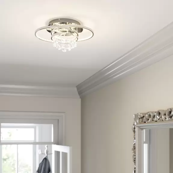 Lampenwelt Lucande Keely LED-Deckenleuchte Kristall, 44,5 cm Jubiläumsangebot