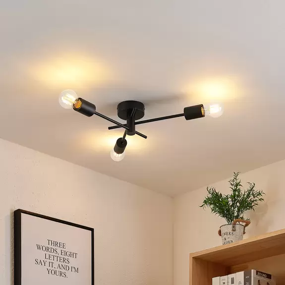 Lampenwelt Lindby Cerros Deckenlampe dreiflammig, schwarz Online Outlet