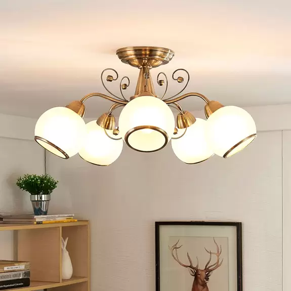 Lampenwelt Deckenleuchte Corentin 5-flammig altmessing Blitzangebot