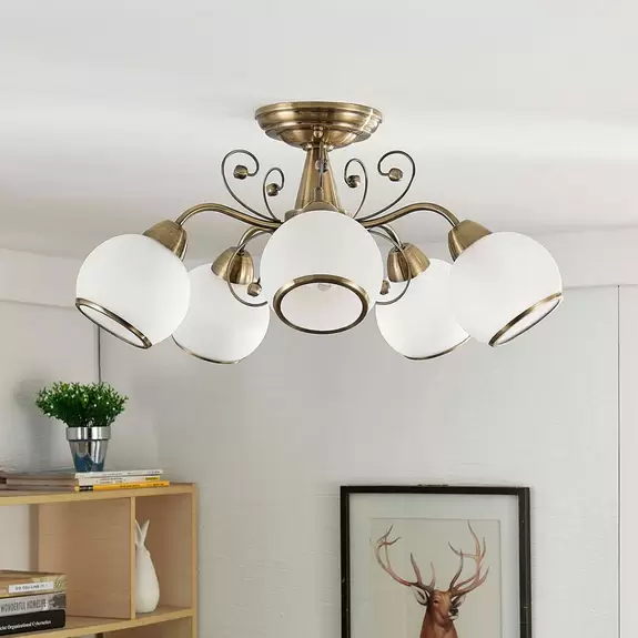 Lampenwelt Deckenleuchte Corentin 5-flammig altmessing Blitzangebot