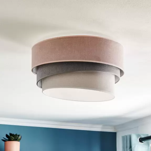 Lampenwelt Deckenlampe Pastell Trio Ø 45cm pink/grau/hellgrau VIP-Rabatte