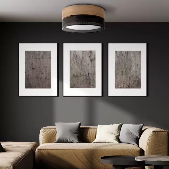 Lampenwelt Deckenleuchte Nicol, schwarz, Holzoptik, Ø 50 cm, 4 x E27 Kostenlose Rückgabe