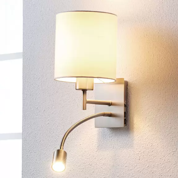 Lampenwelt Lindby Wandlampe Camilo, nickelfarben, LED-Leselicht, 28 cm Begrenzte Freigabe