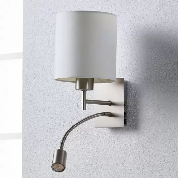 Lampenwelt Lindby Wandlampe Camilo, nickelfarben, LED-Leselicht, 28 cm Begrenzte Freigabe