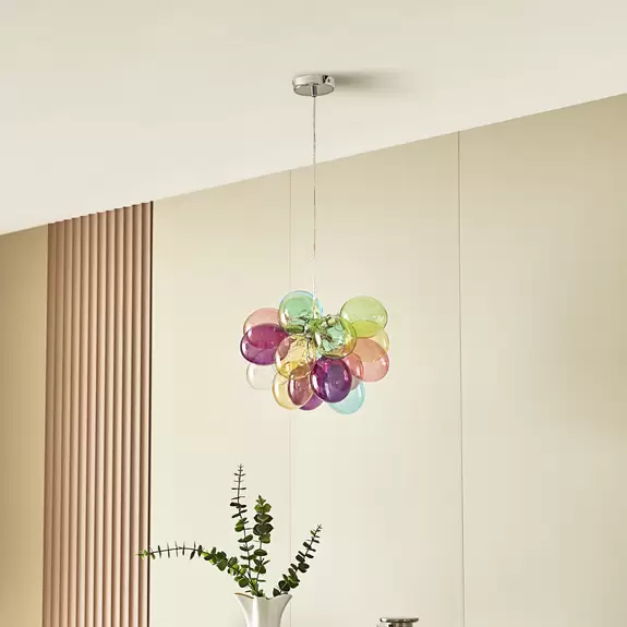 Lampenwelt Lucande Hängeleuchte Diborah, bunt, Glas, Ø 40 cm, G9 Letzte 2 Tage