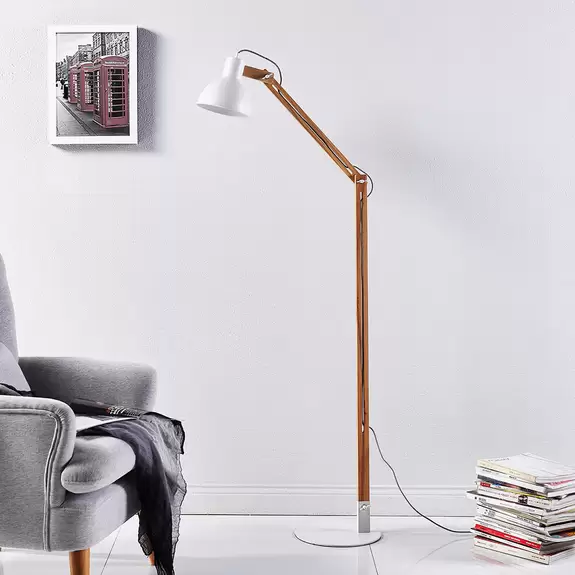 Lampenwelt Shivanja - Stehlampe aus Holz u. Metall Nur noch ein Tag übrig