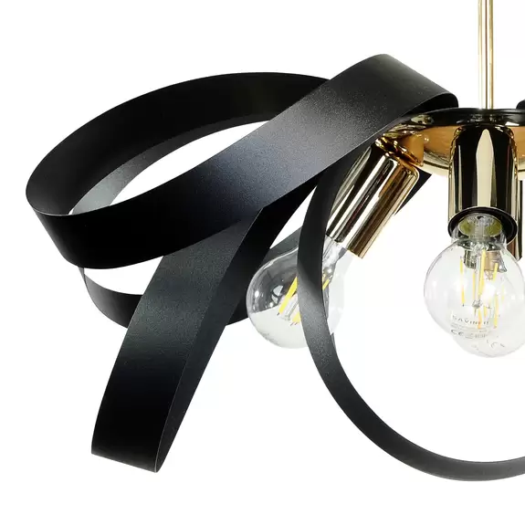Lampenwelt Euluna Deckenleuchte Petla, schwarz/gold, Metall, Ø 65 cm Clearance-Verkauf