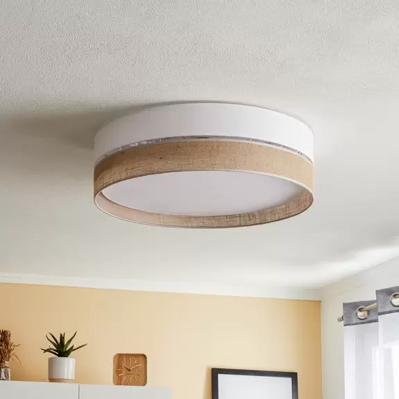 Lampenwelt Deckenleuchte Linobianco, Ø 60 cm Kostenloser Versand international