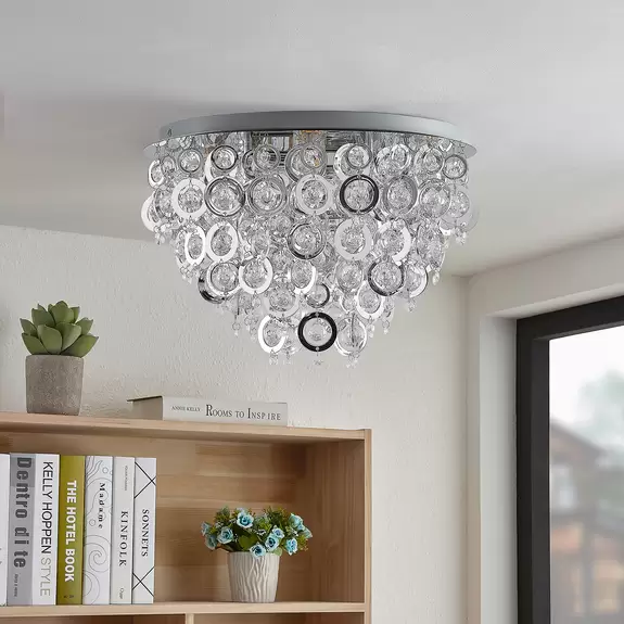Lampenwelt Lindby Kisana Deckenleuchte, chrom, Ø 50 cm Günstig kaufen