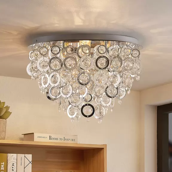 Lampenwelt Lindby Kisana Deckenleuchte, chrom, Ø 50 cm Günstig kaufen