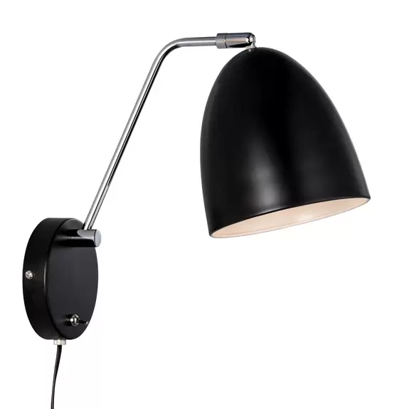 Lampenwelt Wandlampe Alexander mit Kabel u. Stecker, schwarz Osterangebot