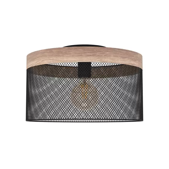 Lampenwelt Deckenleuchte Kilnsdale, Ø 38 cm, schwarz/braun, Stahl Jubiläumsangebot