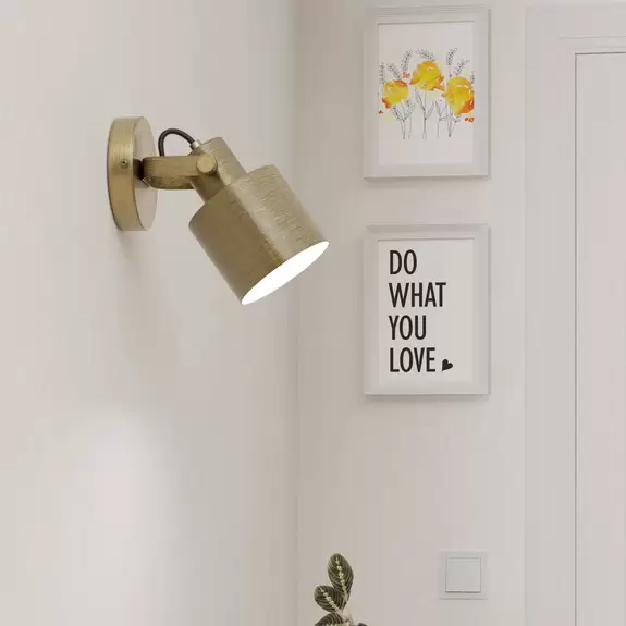 Lampenwelt Wandspot Southery, 1-flammig, creme-gold gebürstet Saisonale Angebote