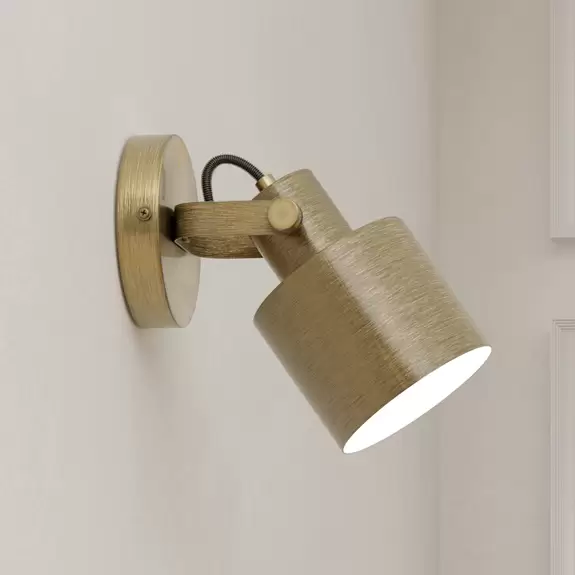 Lampenwelt Wandspot Southery, 1-flammig, creme-gold gebürstet Saisonale Angebote