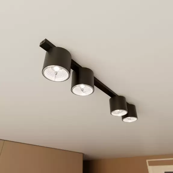 Lampenwelt Deckenleuchte Nano, schwarz, 4-flammig, Metall Tiefpreis