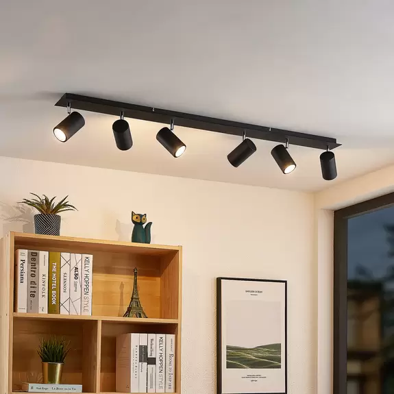 Lampenwelt Lindby Joffrey Deckenstrahler, 6-fl., schwarz Bis zu 60% Rabatt