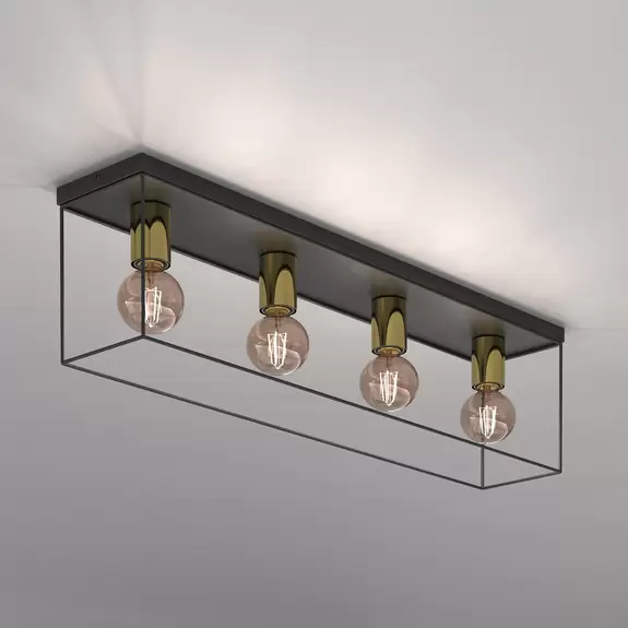 Lampenwelt Deckenleuchte Anna mit Metallrahmen 4-fl. Rechteck Sonderangebot der Fabrik