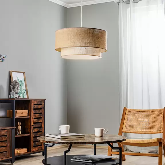 Lampenwelt Hängeleuchte Boho jute naturbraun Ø45cm 1-flammig Hotsell