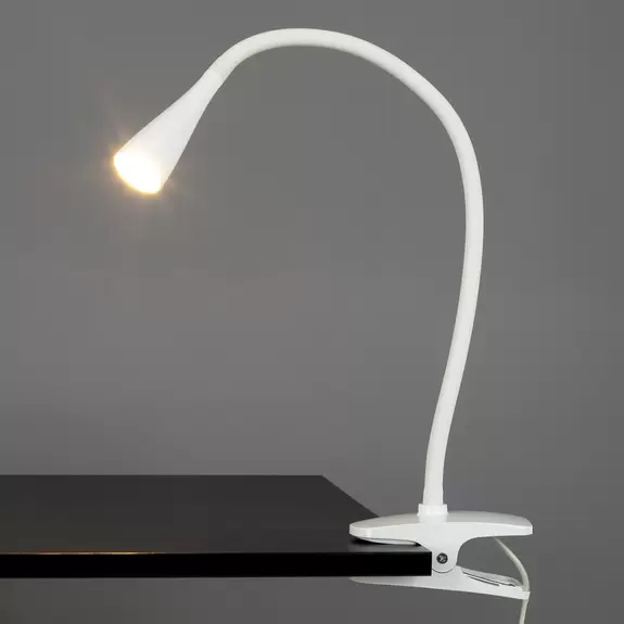 Lampenwelt Schmale LED-Klemmleuchte Baris in Weiß Schlussverkauf
