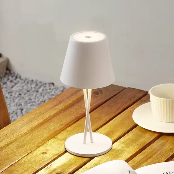 Lampenwelt Lindby LED-Akkutischleuchte Janea CROSS, weiß, Metall Meist gekauft