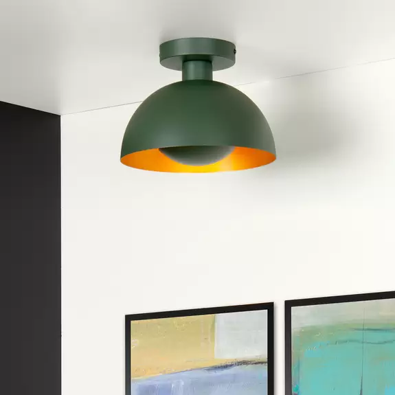 Lampenwelt Deckenleuchte Siemon aus Stahl, Ø 25 cm, grün Heißer Verkauf