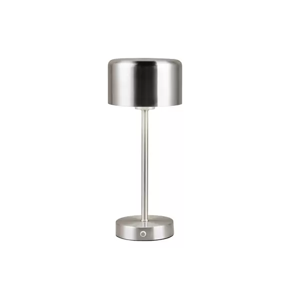 Lampenwelt LED-Akku-Tischleuchte Jeff, nickelfarben, Höhe 30 cm, Metall Tiefpreis