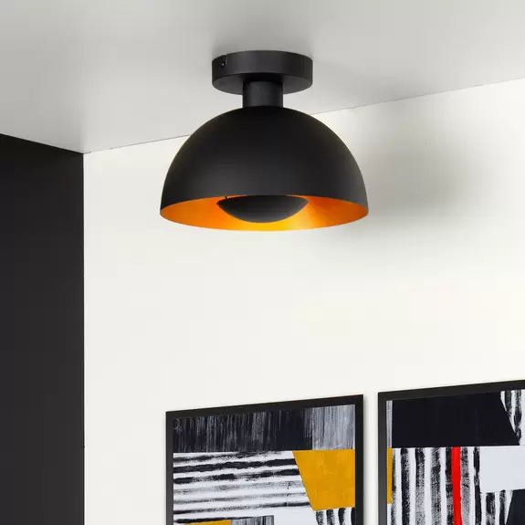 Lampenwelt Deckenleuchte Siemon aus Stahl, Ø 25 cm, schwarz Sonderangebot der Fabrik
