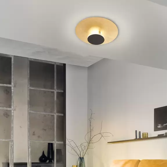 Lampenwelt LED-Deckenlampe Planet indirekt Ø30cm gold/schwarz Riesige Rabatte