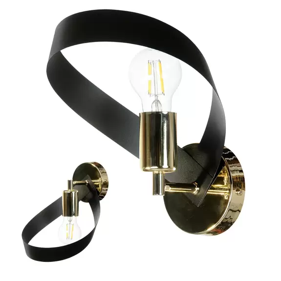 Lampenwelt Euluna Wandleuchte Petla, schwarz/gold, Metall, 23 cm 2025
