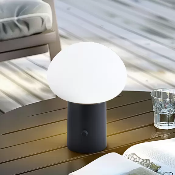 Lampenwelt Lindby LED-Akkutischleuchte Zelie, schwarz, Aluminium, IP44 Online