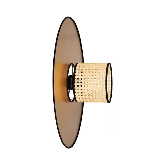 Lampenwelt Euluna Wandleuchte Manila, goldfarben, Rattan, Ø 50 cm im Angebot
