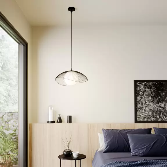 Lampenwelt Lindby Fabronia Hängeleuchte, Gitter, Glaskugel Saisonschlussverkauf