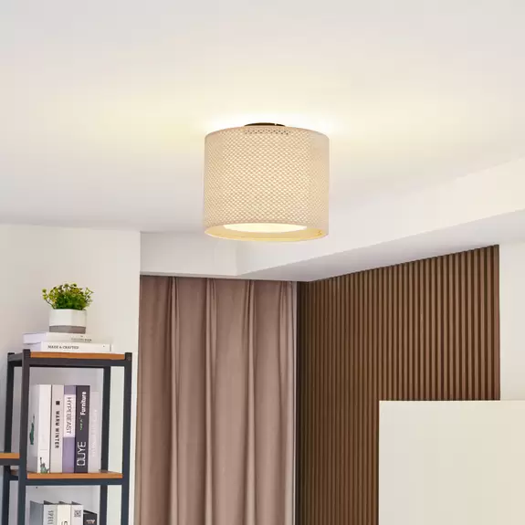Lampenwelt Lindby Deckenleuchte Soula, Ø 26 cm, beige, Kunststoff, E27 Valentinstagsangebot