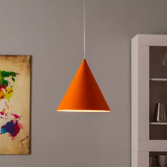 Lampenwelt Hängeleuchte Cono, einflammig, Ø 32 cm, orange Online Outlet