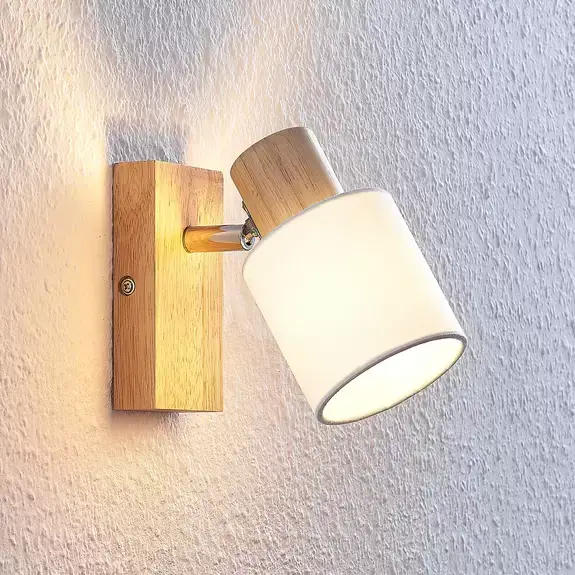 Lampenwelt Lindby Spot Wanessa, einflammig, Holz, weiß, E14, Höhe 14 cm Super Rabatt