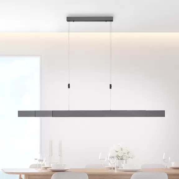 Lampenwelt PURE Moto LED-Hängeleuchte mit Dimmer, grau Black Friday Preise