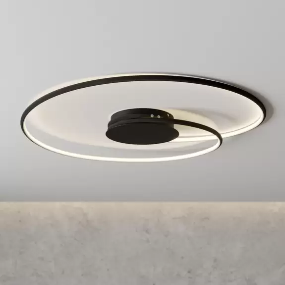 Lampenwelt Lindby LED-Deckenleuchte Joline, schwarz, 70 cm, Metall Auslauf