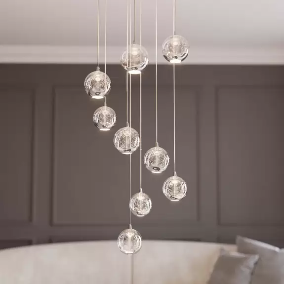 Lampenwelt Lucande LED-Hängelampe Hayley, 9-flammig, chromfarben, Glas Angebote