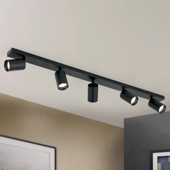 Lampenwelt Deckenstrahler Sean, schwarz, Aluminium, 100 cm lang, GU10 im Angebot