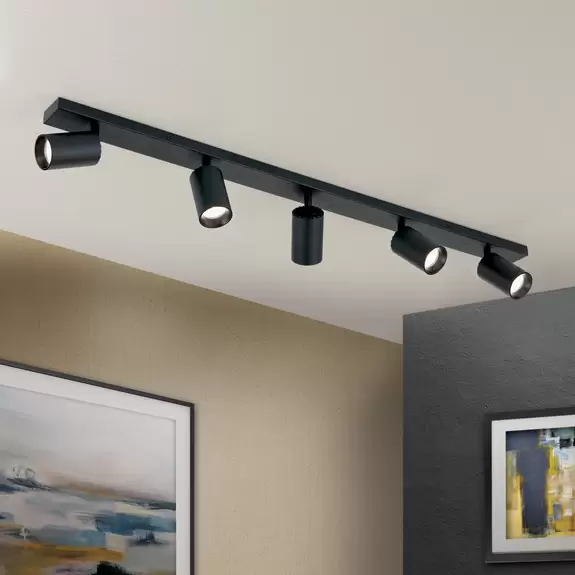 Lampenwelt Deckenstrahler Sean, schwarz, Aluminium, 100 cm lang, GU10 im Angebot