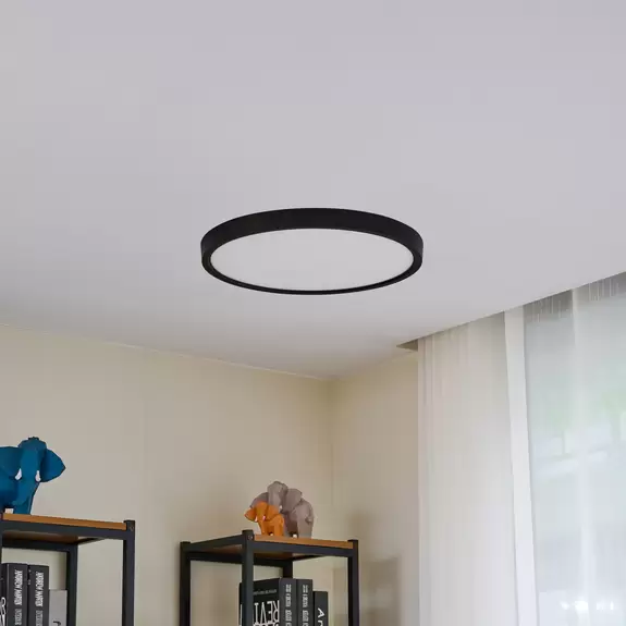 Lampenwelt Lindby LED-Deckenleuchte Pravin, Ø 50 cm, 3.000 K, schwarz Fabrik Onlineshop