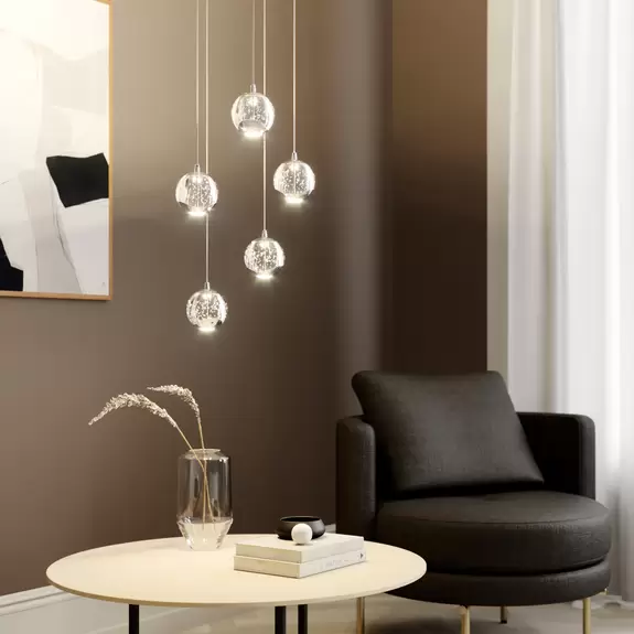 Lampenwelt Lucande LED-Pendellampe Hayley, 5-flg., rund, chromfarben Exklusivangebot