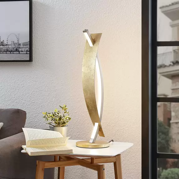 Lampenwelt LED-Tischleuchte Marija in edler Gold-Optik Saisonschlussverkauf